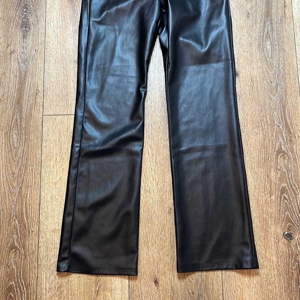 Zara Black Faux Leather Straight Pants Size M